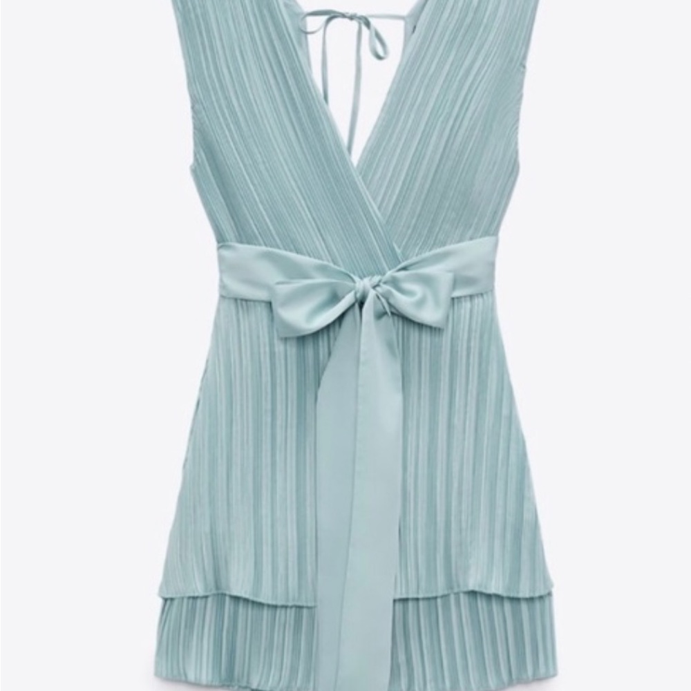 Aqua Pleated Zara Romper- Wore Once